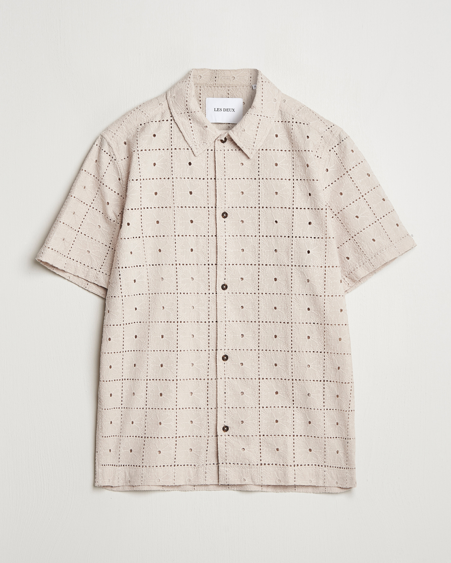 Heren | Overhemden | LES DEUX | Hector Anglaise Short Sleeve Shirt Light Sand