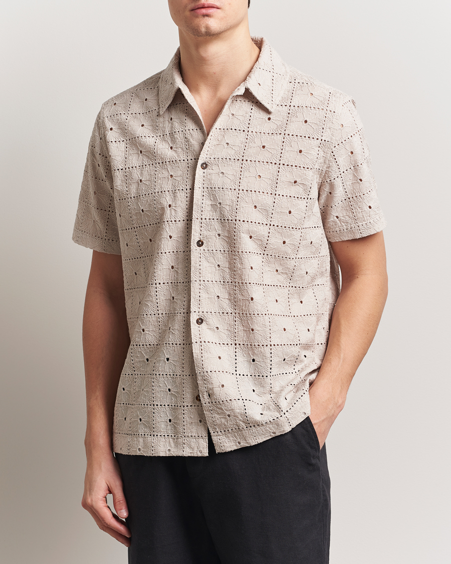 Heren | Overhemden | LES DEUX | Hector Anglaise Short Sleeve Shirt Light Sand