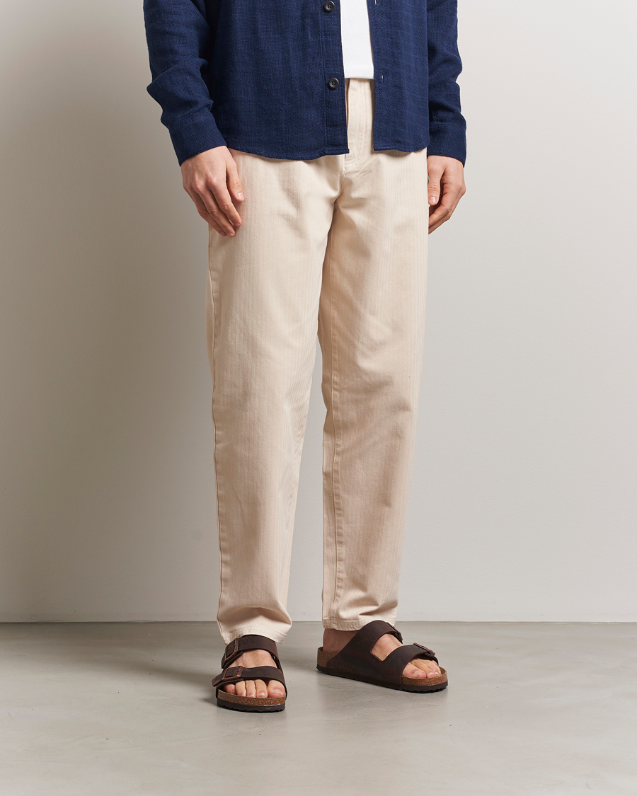 Heren | Broeken | LES DEUX | Cody Cotton Herringbone Pants Ivory