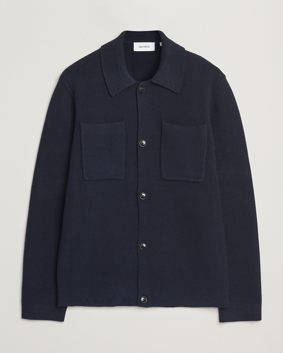 Heren | Truien | LES DEUX | Fisher Cotton Milano Overshirt Navy