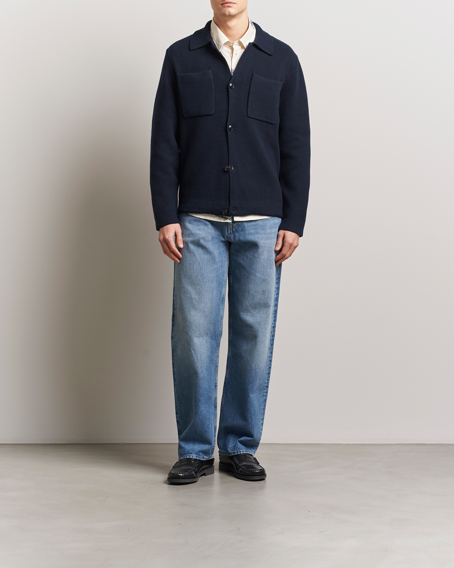 Heren | Truien | LES DEUX | Fisher Cotton Milano Overshirt Navy