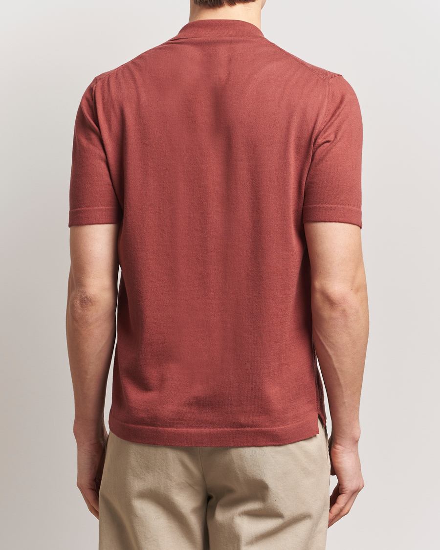 Heren | Overhemden | Altea | Jacquard Knit Camp Shirt Burgundy