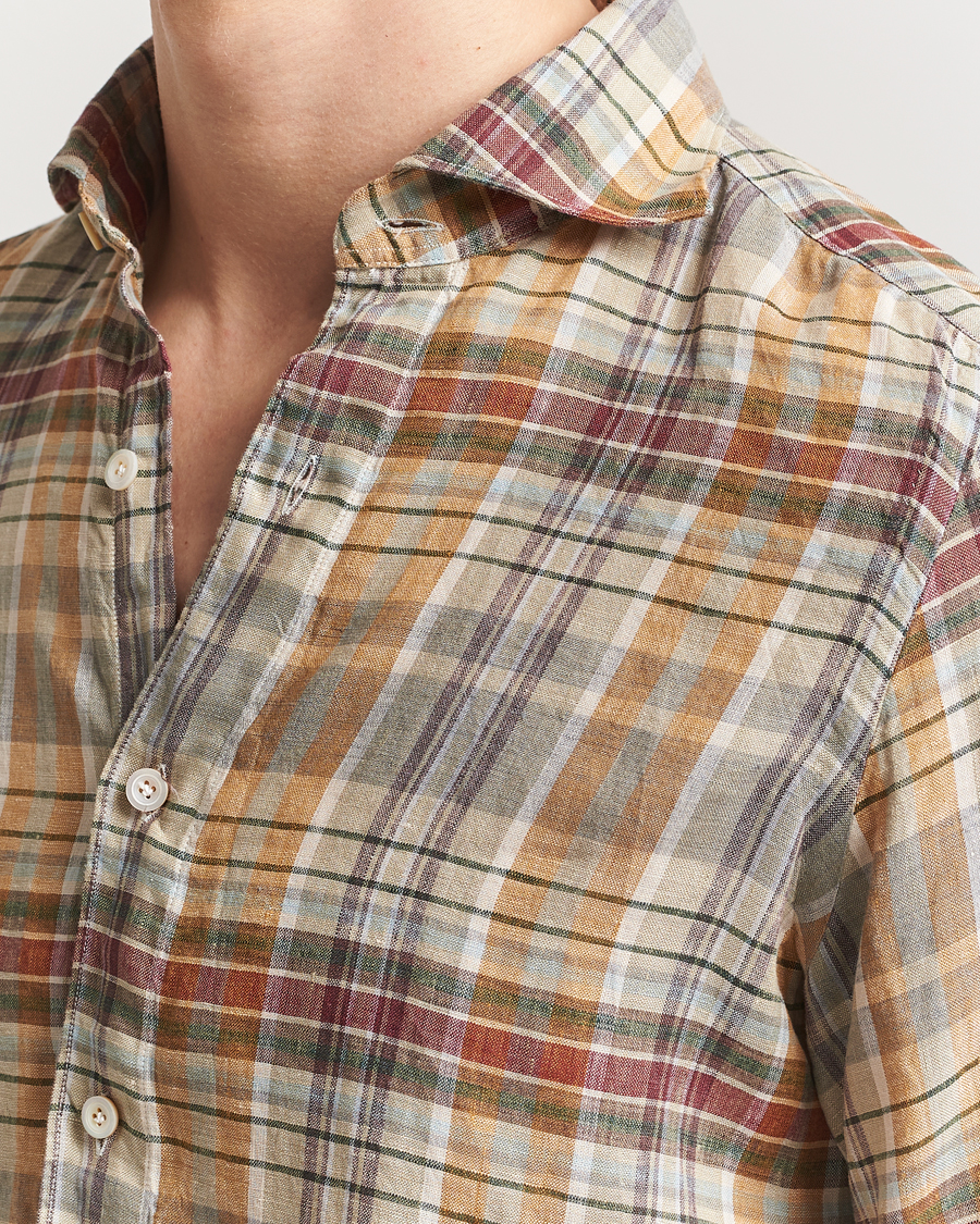 Heren | Overhemden | Finamore Napoli | Gaeta Linen Shirt Beige Check