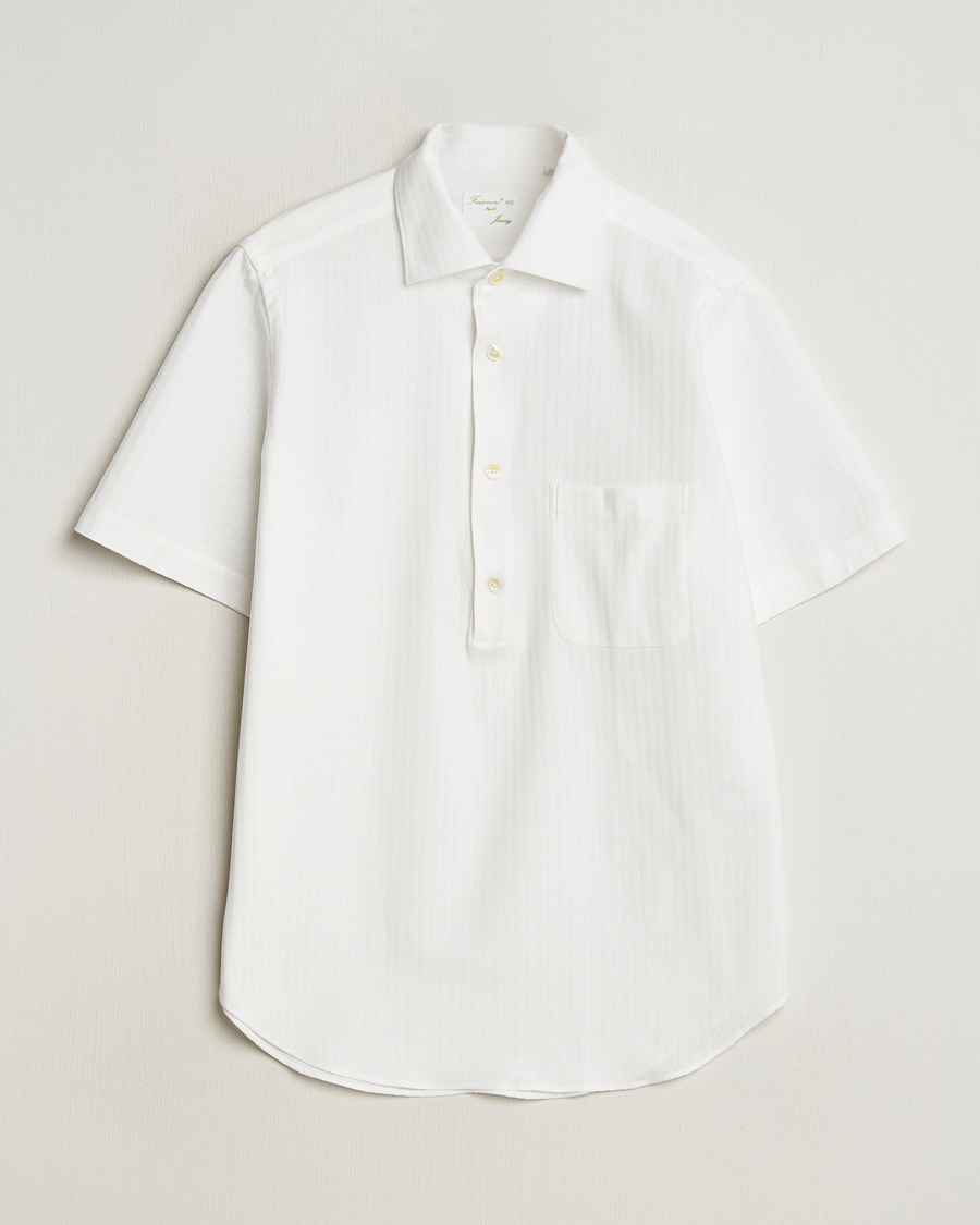 Heren | Overhemden | Finamore Napoli | Vico Jersey Short Sleeve Polo White