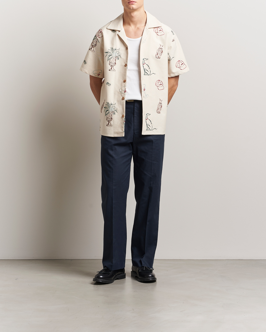 Heren | Overhemden | Drôle de Monsieur | Embroidered Country Club Shirt Ecru