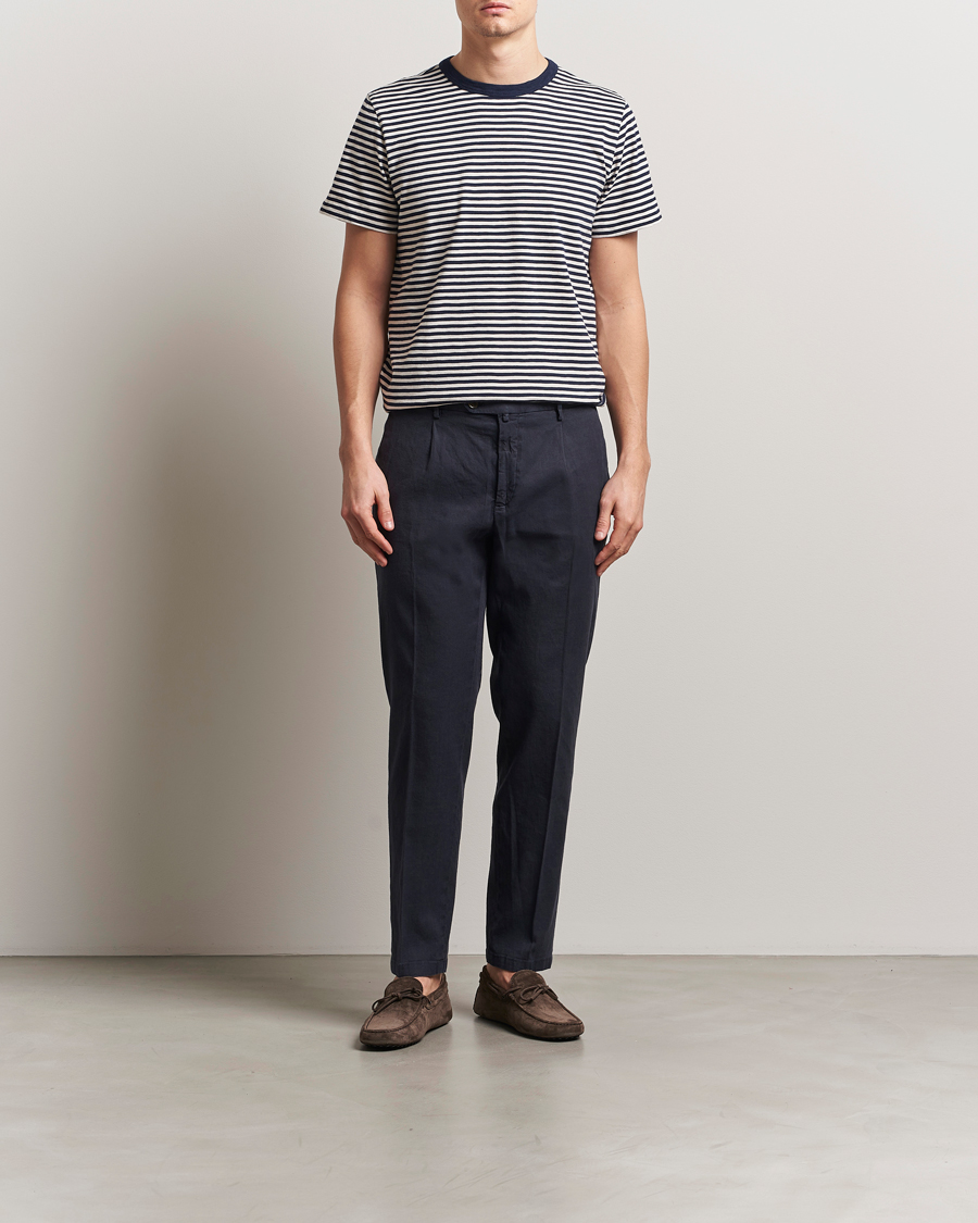 Heren | Broeken | Briglia 1949 | Pleated Linen Trousers Navy