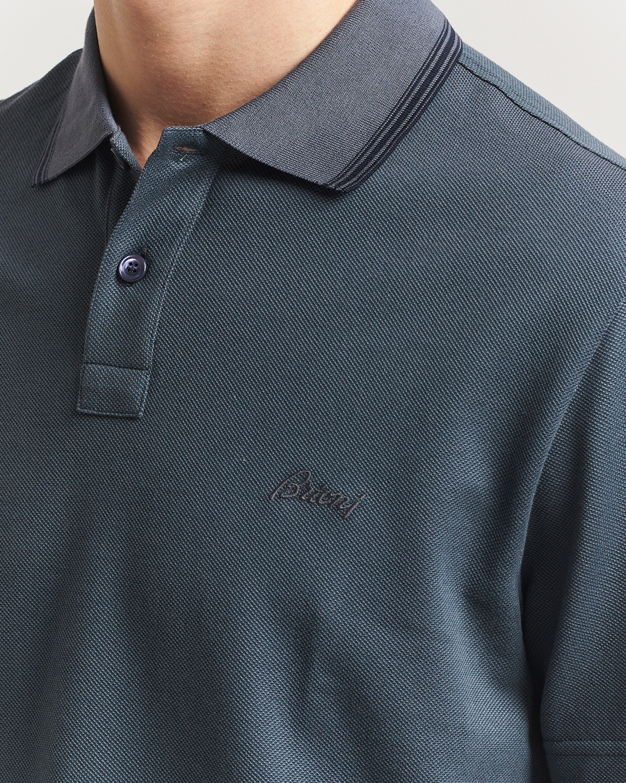 Heren | Polo's | Brioni | Short Sleeve Cotton Piquet Polo Green