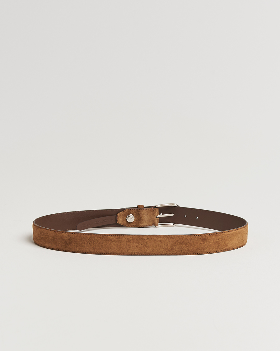 Heren | Riemen | Brioni | Rounded Buckle Belt Brown Suede