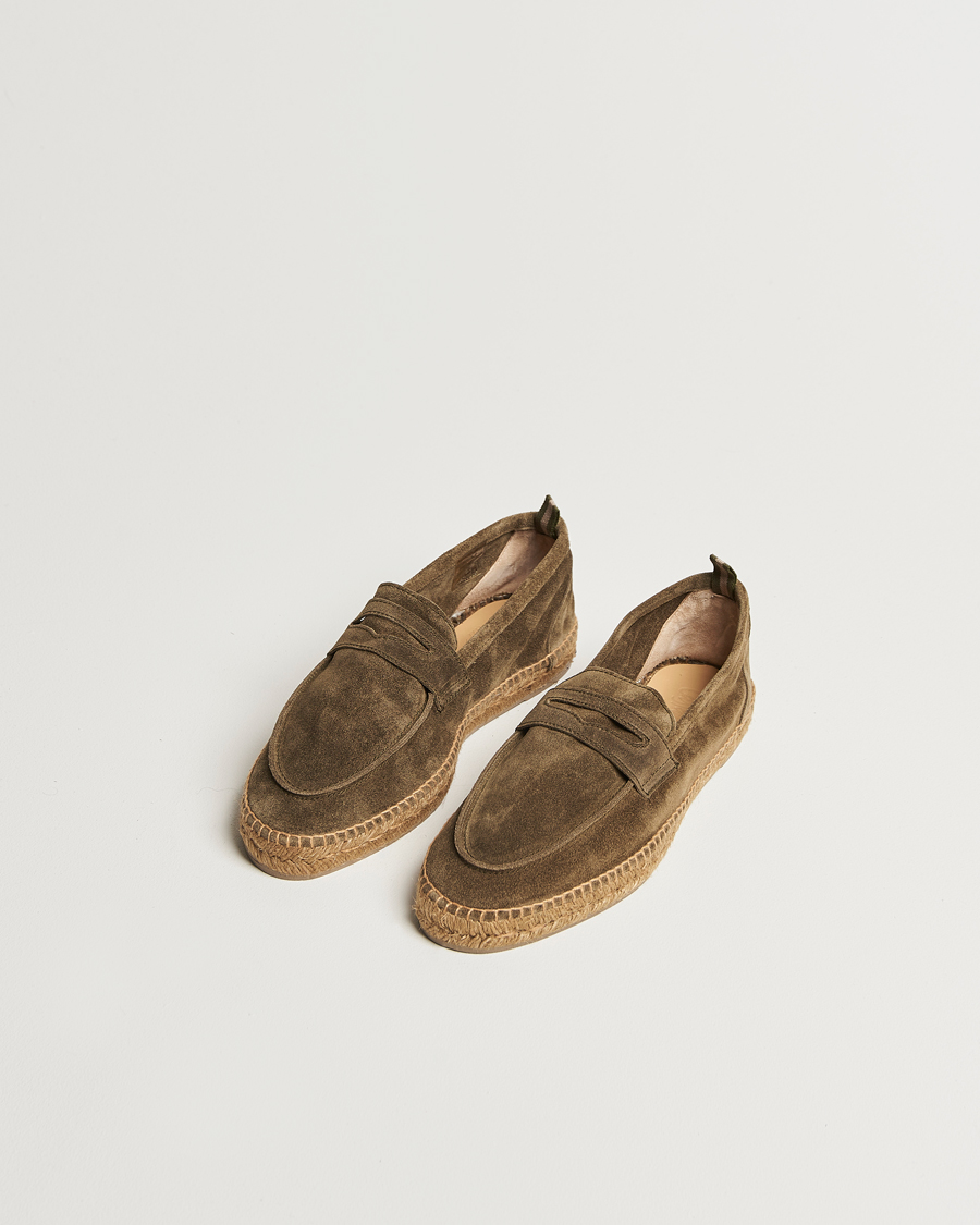 Heren | Espadrilles | Castañer | Nacho Casual Suede Loafers Verde Bosque