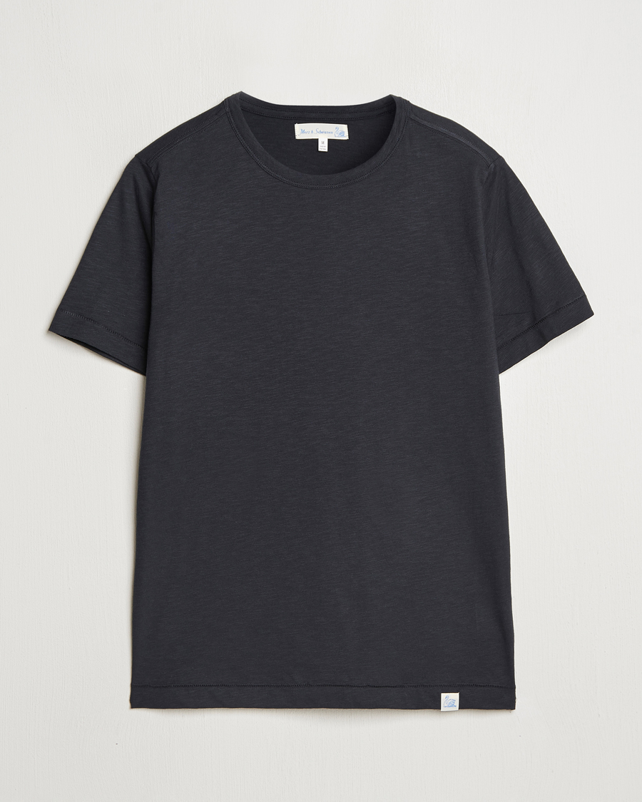 Heren | T-shirts | Merz b. Schwanen | Organic Pima Cotton Slub Crew Neck T-Shirt Black