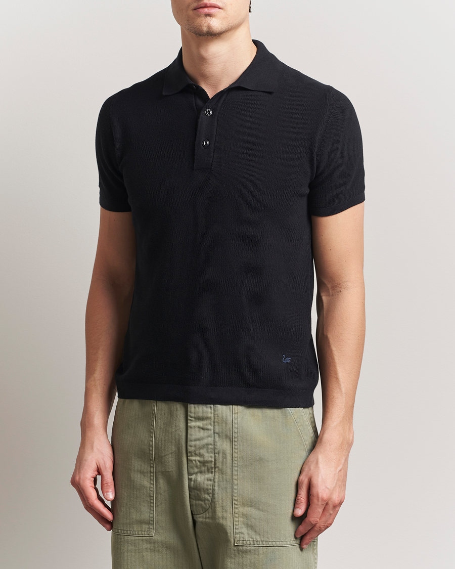 Heren | Polo's | Merz b. Schwanen | Relaxed Fit Knitted Polo Black
