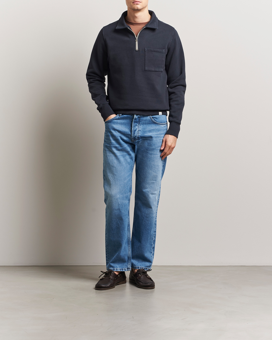 Heren | Truien | Merz b. Schwanen | Relaxed Fit Vintage Fleece Half Zip Sweat Charcoal