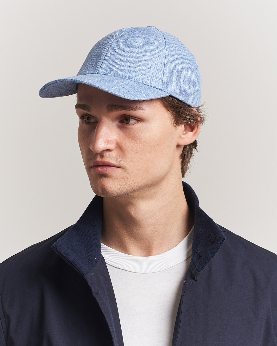 Heren | Hoeden en petten | Varsity Headwear | Linen Baseball Cap Azure Blue