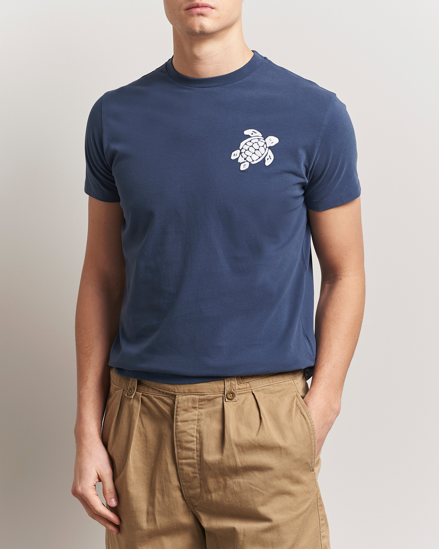 Heren | T-shirts | Vilebrequin | Turtle Embroidery Crew Neck T-Shirt Bleu Marine