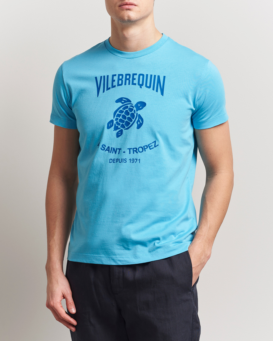 Heren | T-shirts | Vilebrequin | Printed Crew Neck T-Shirt Topaze Bleue