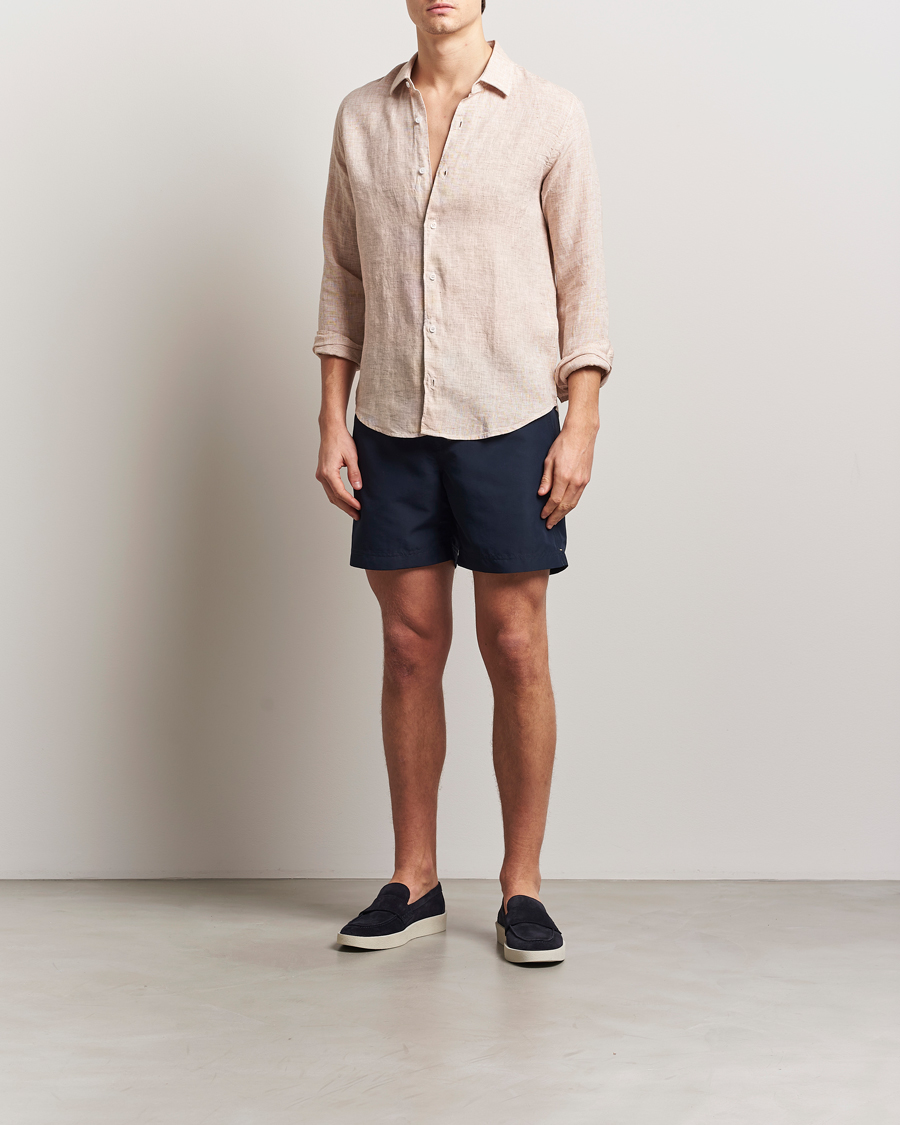 Heren | Overhemden | Orlebar Brown | Giles Long Sleeve Linen Shirt Pink Sand/White