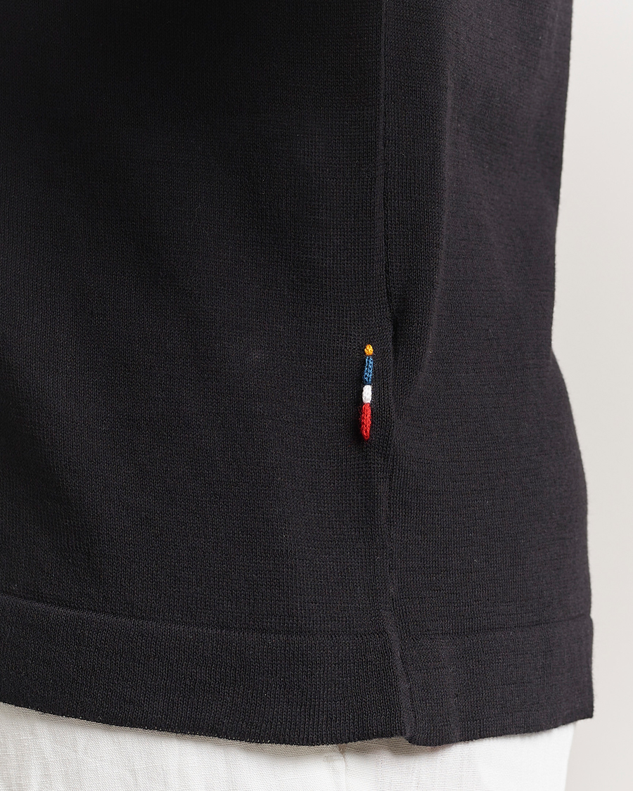 Heren | Overhemden | Orlebar Brown | Keeling Silk/Cotton Knitted Shirt Black/White Sand
