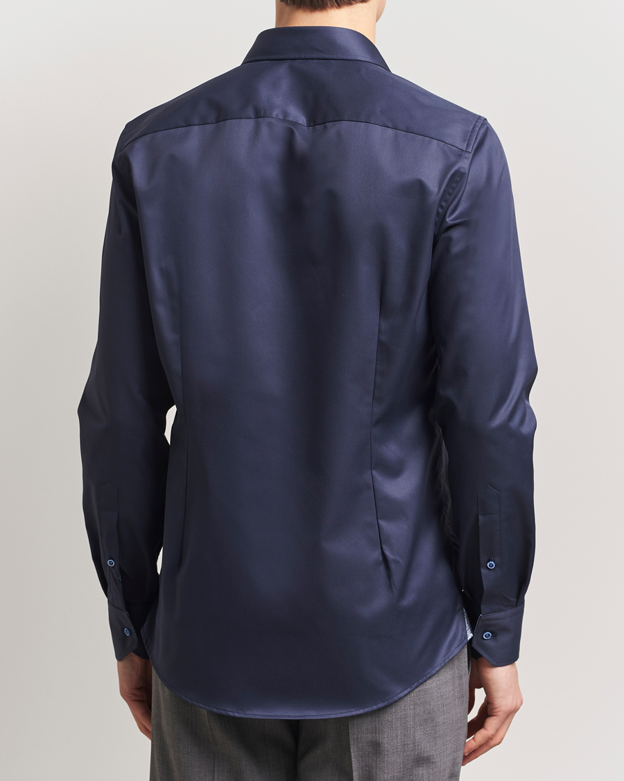 Heren | Overhemden | Stenströms | Silmline Contrast Cotton Twill Shirt Navy