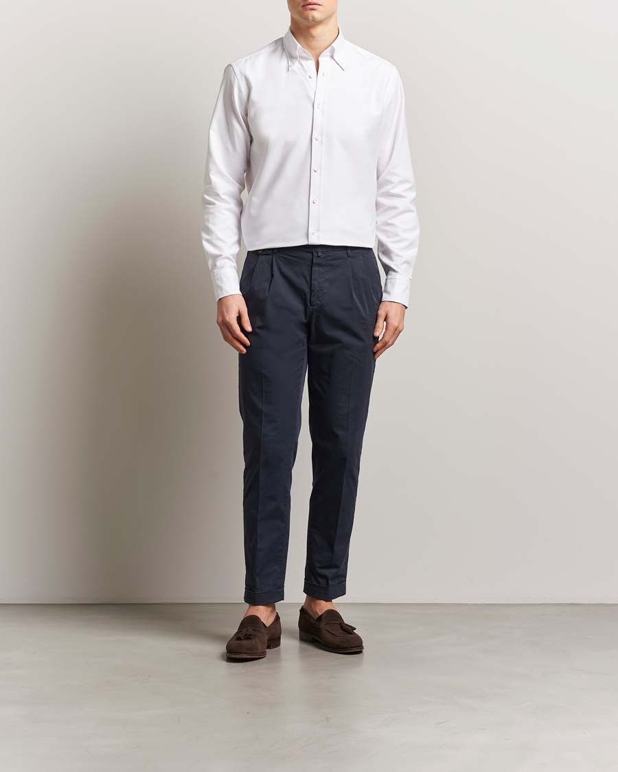 Heren | Overhemden | Stenströms | Fitted Body Heavy Oxford Shirt White