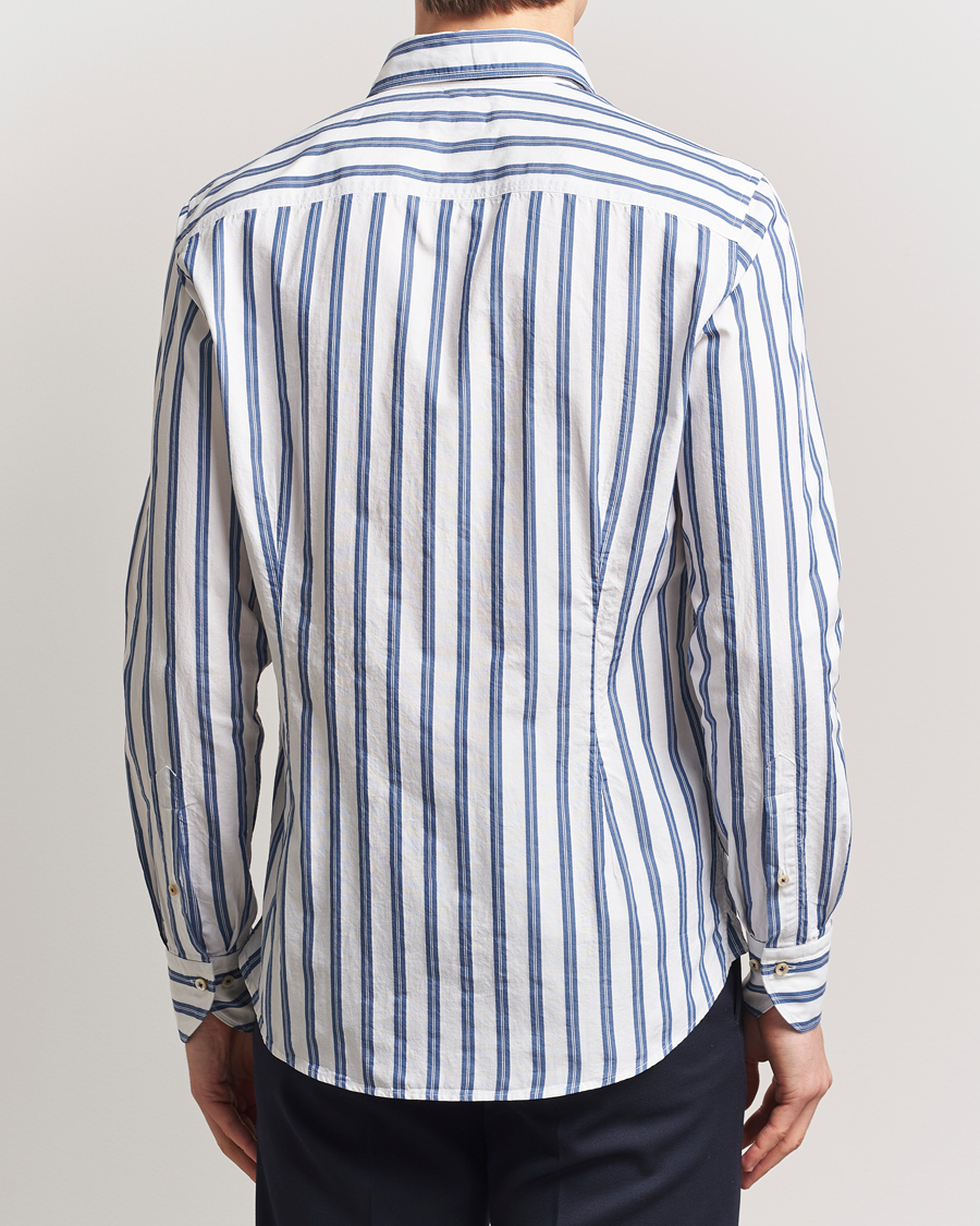 Heren | Overhemden | Stenströms | Slimline Striped Casual Shirt Blue/White