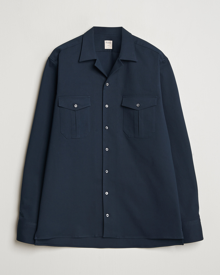 Heren | Overhemden | Stenströms | Cotton Stretch Overshirt Navy