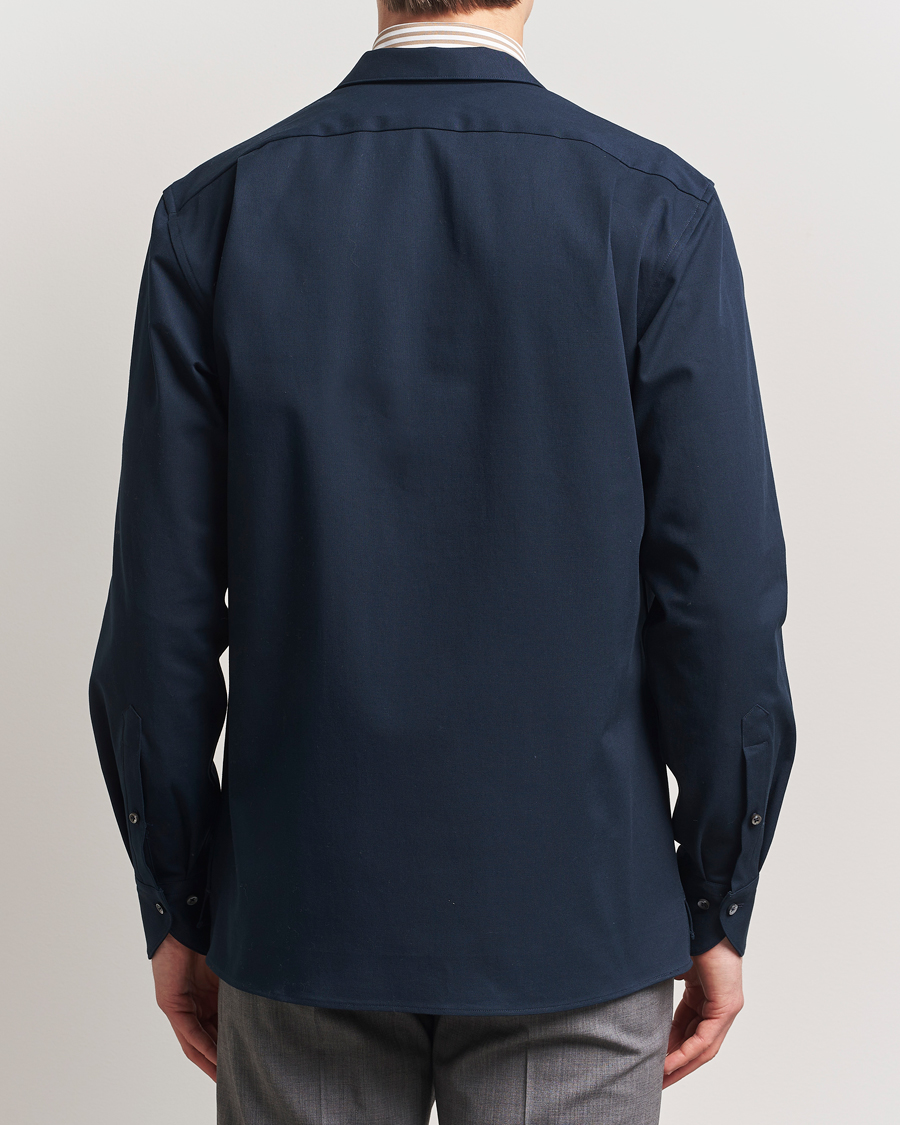 Heren | Overhemden | Stenströms | Cotton Stretch Overshirt Navy