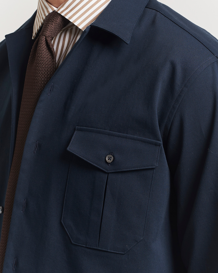 Heren | Overhemden | Stenströms | Cotton Stretch Overshirt Navy