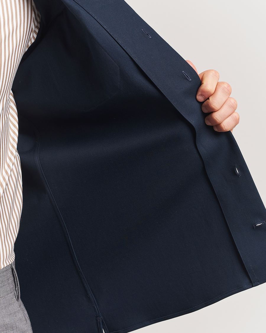 Heren | Overhemden | Stenströms | Cotton Stretch Overshirt Navy