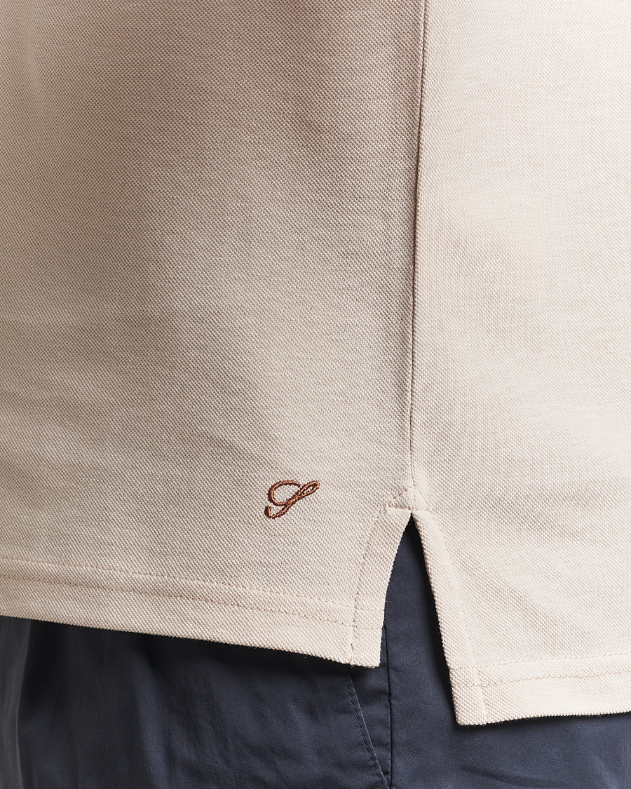 Heren | Polo's | Stenströms | Organic Cotton Piquet Polo Shirt Beige