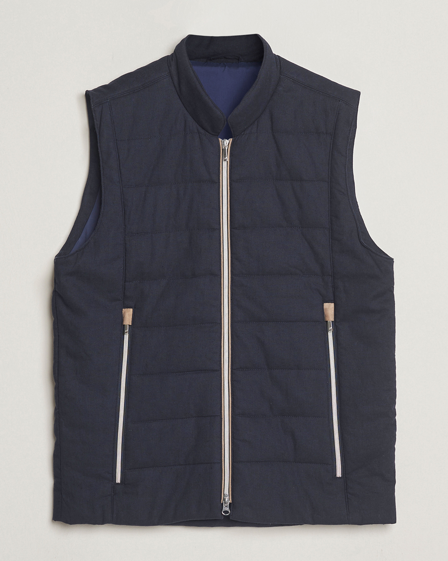 Heren | Gilets | Stenströms | Linen/Alcantar Vest Navy