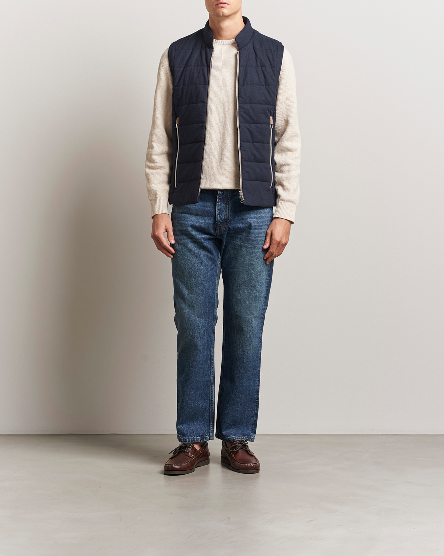 Heren | Gilets | Stenströms | Linen/Alcantar Vest Navy