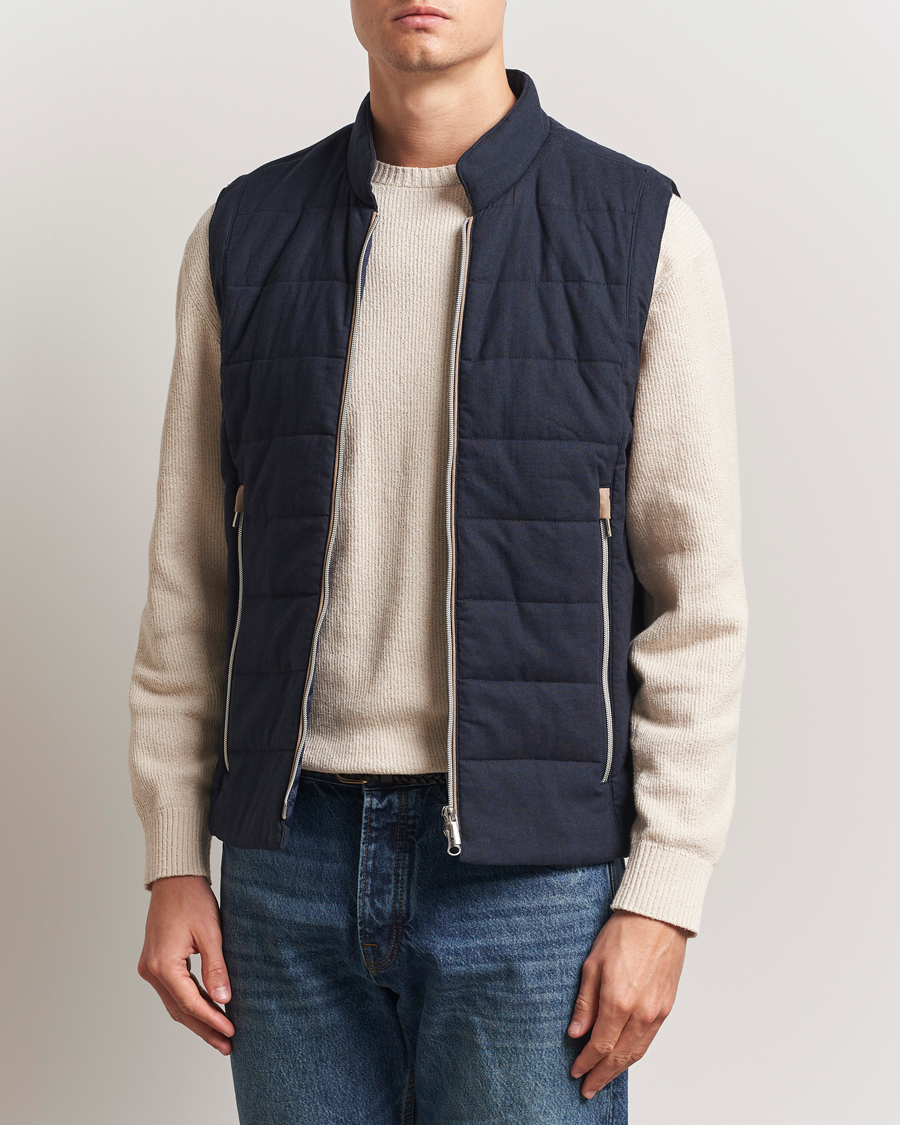 Heren | Jassen | Stenströms | Linen/Alcantar Vest Navy