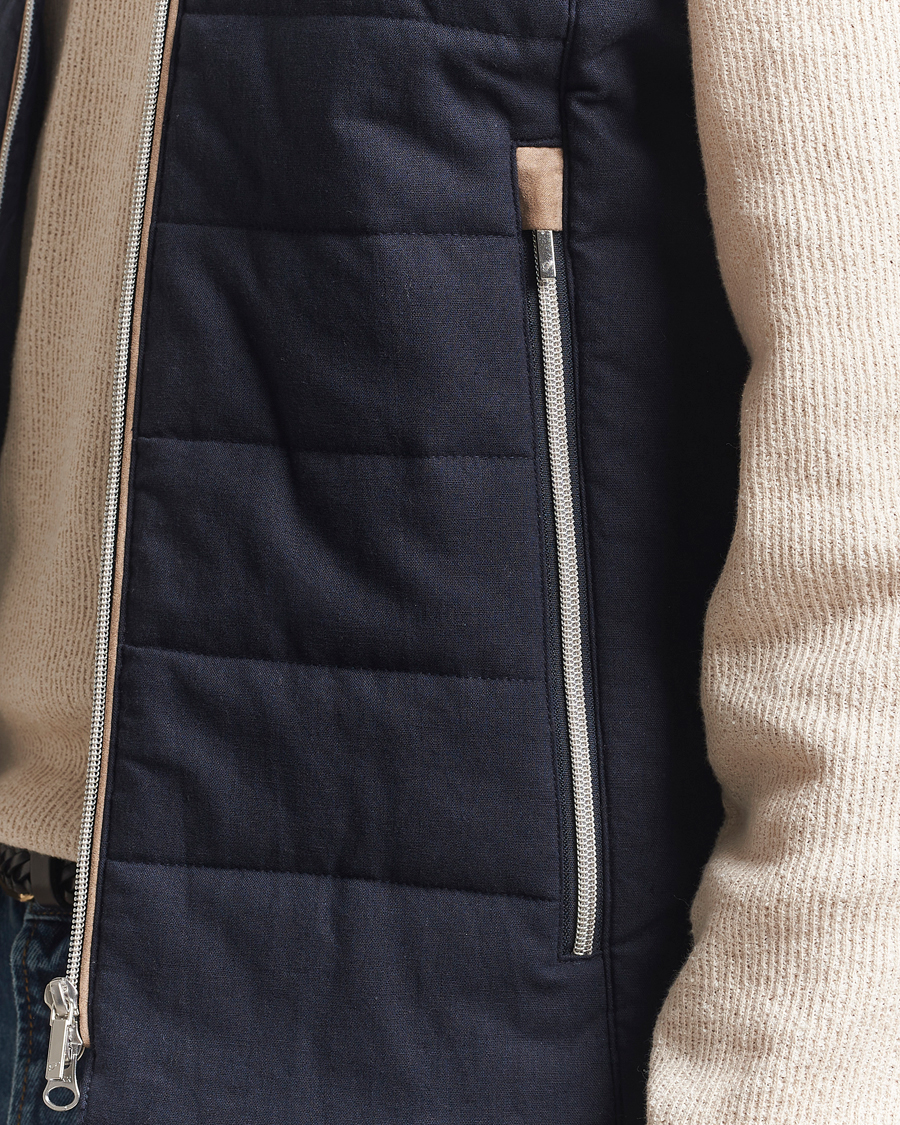 Heren | Gilets | Stenströms | Linen/Alcantar Vest Navy