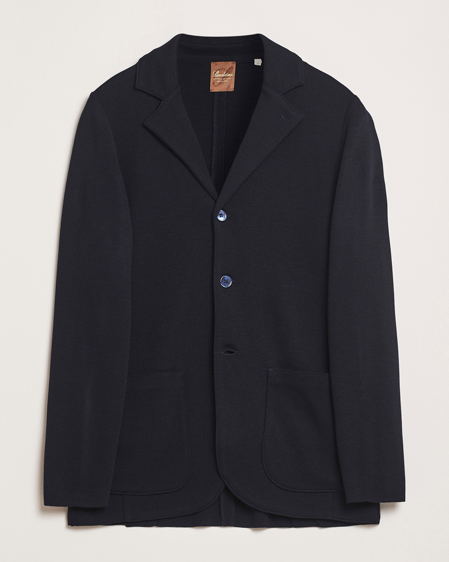 Heren | Blazers | Stenströms | Milano Knitted Merino Blazer Navy