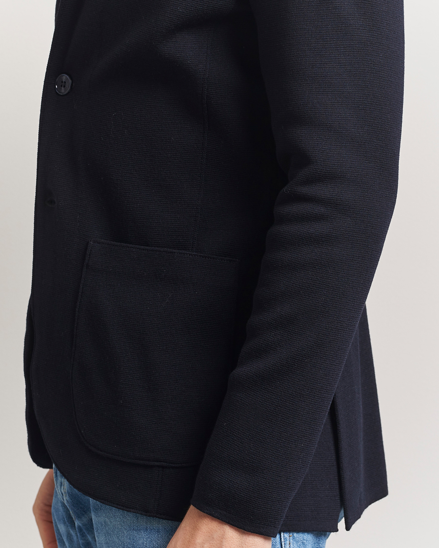 Heren | Blazers | Stenströms | Milano Knitted Merino Blazer Navy