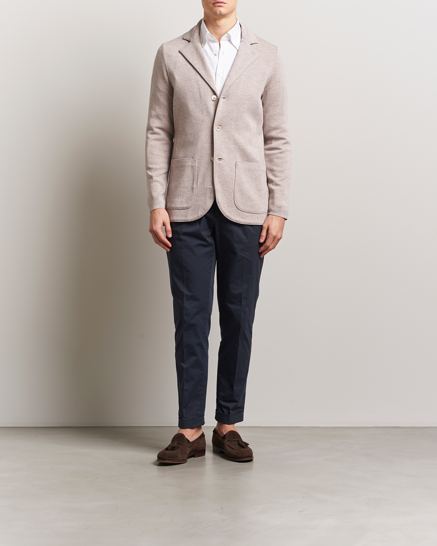 Heren | Blazers | Stenströms | Milano Knitted Blazer Beige