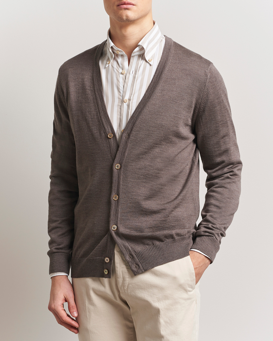 Heren | Truien | Stenströms | Merino Cardigan Brown