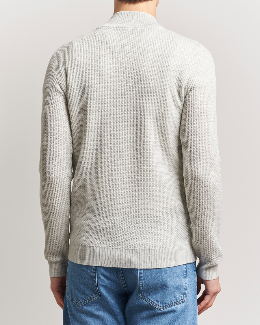 Heren | Truien | Stenströms | Knitted Textured Half-Zip Grey
