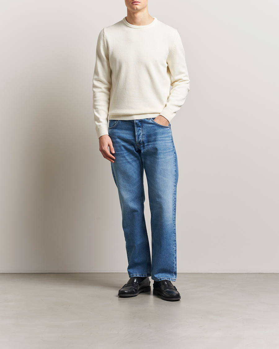 Heren | Truien | Stenströms | Organic Cotton Knitted Sweater White