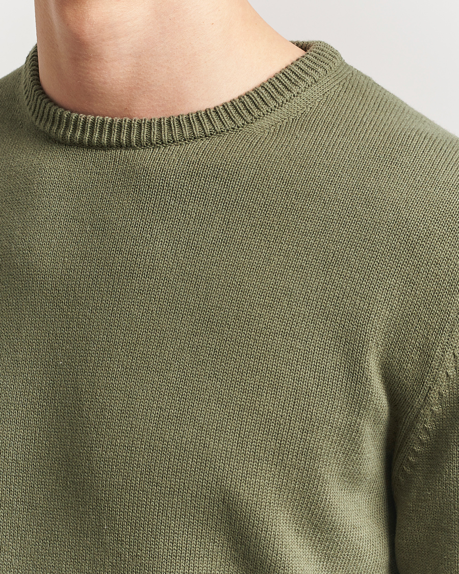 Heren | Truien | Stenströms | Organic Cotton Knitted Sweater Olive