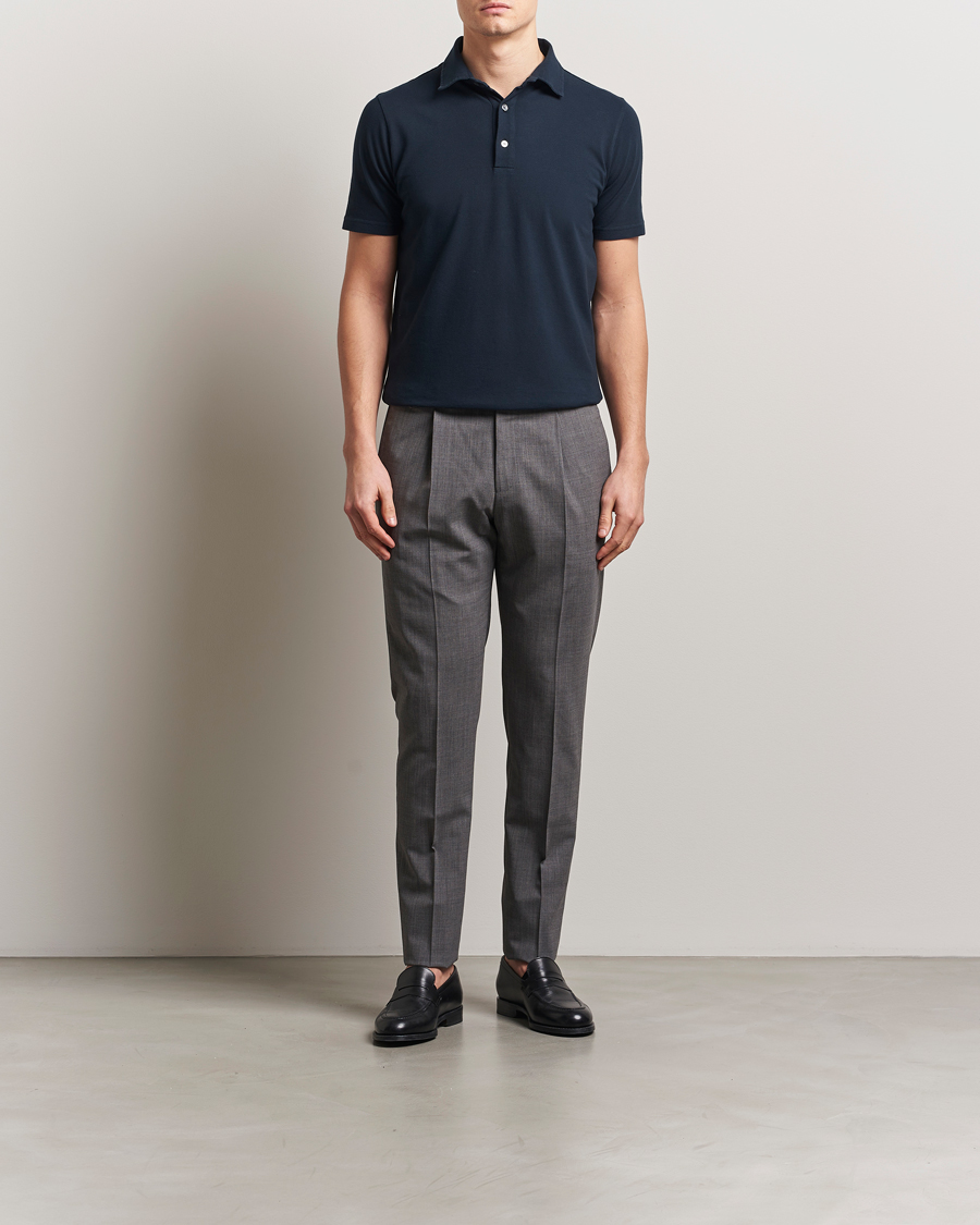 Heren | Polo's | Zanone | Soft Cotton Piquet Polo Navy