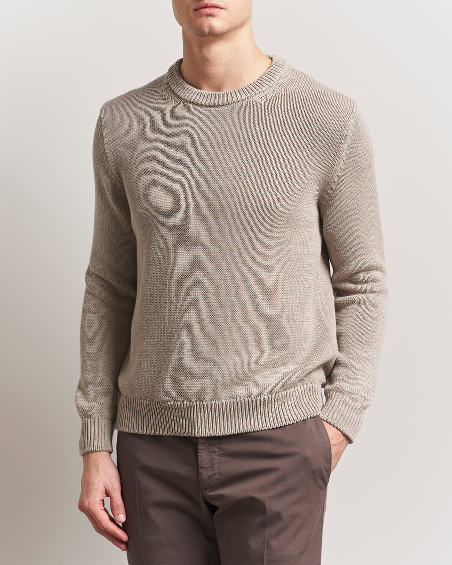 Heren | Truien | Zanone | Soft Cotton Crewneck Sweater Beige