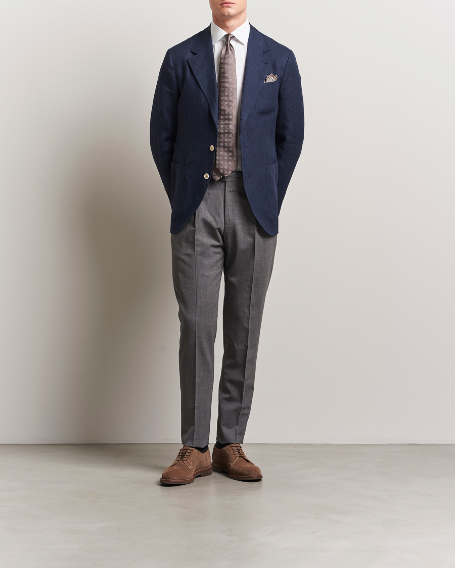 Heren | Blazers | Brunello Cucinelli | Single Breasted Linen Blazer Navy