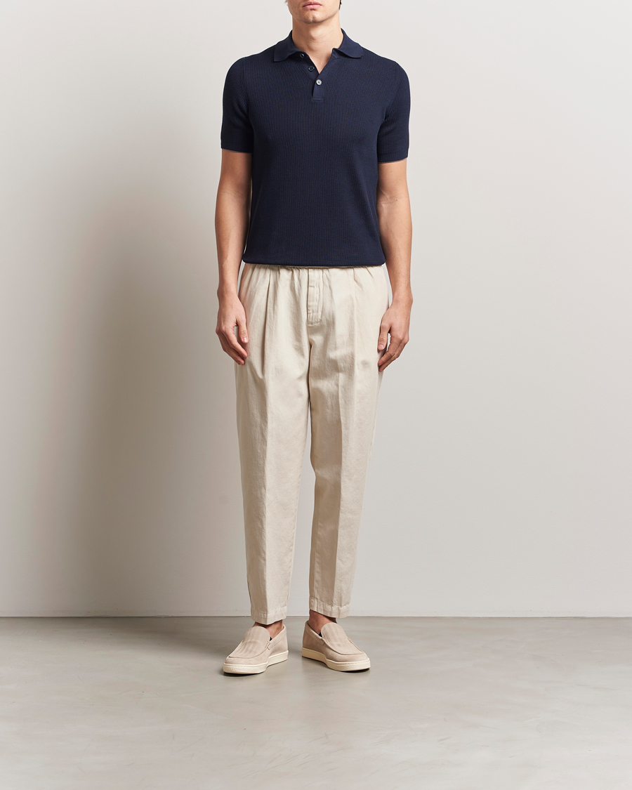 Heren | Polo's | Brunello Cucinelli | Cotton Rib Knitted Polo Navy