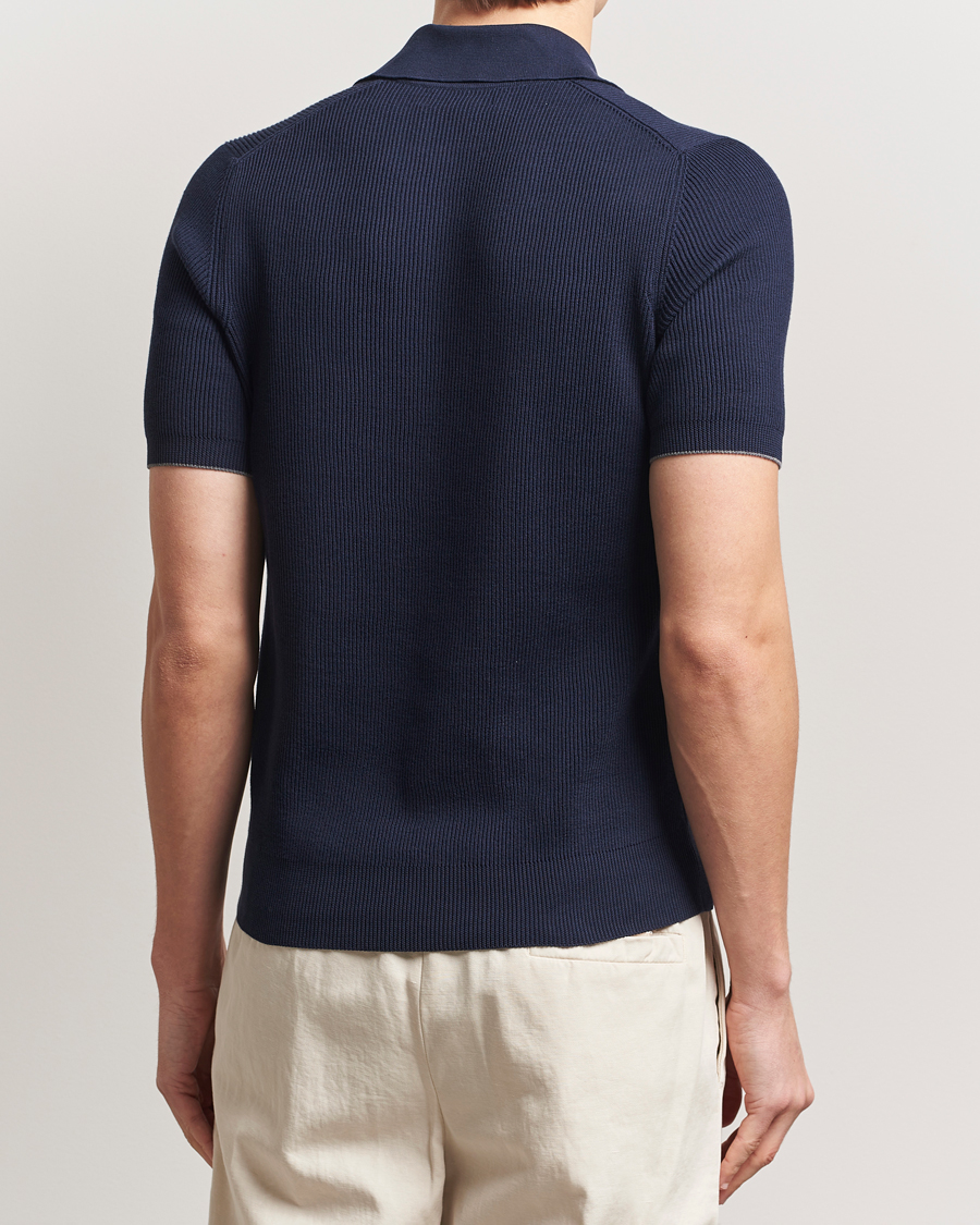 Heren | Polo's | Brunello Cucinelli | Cotton Rib Knitted Polo Navy