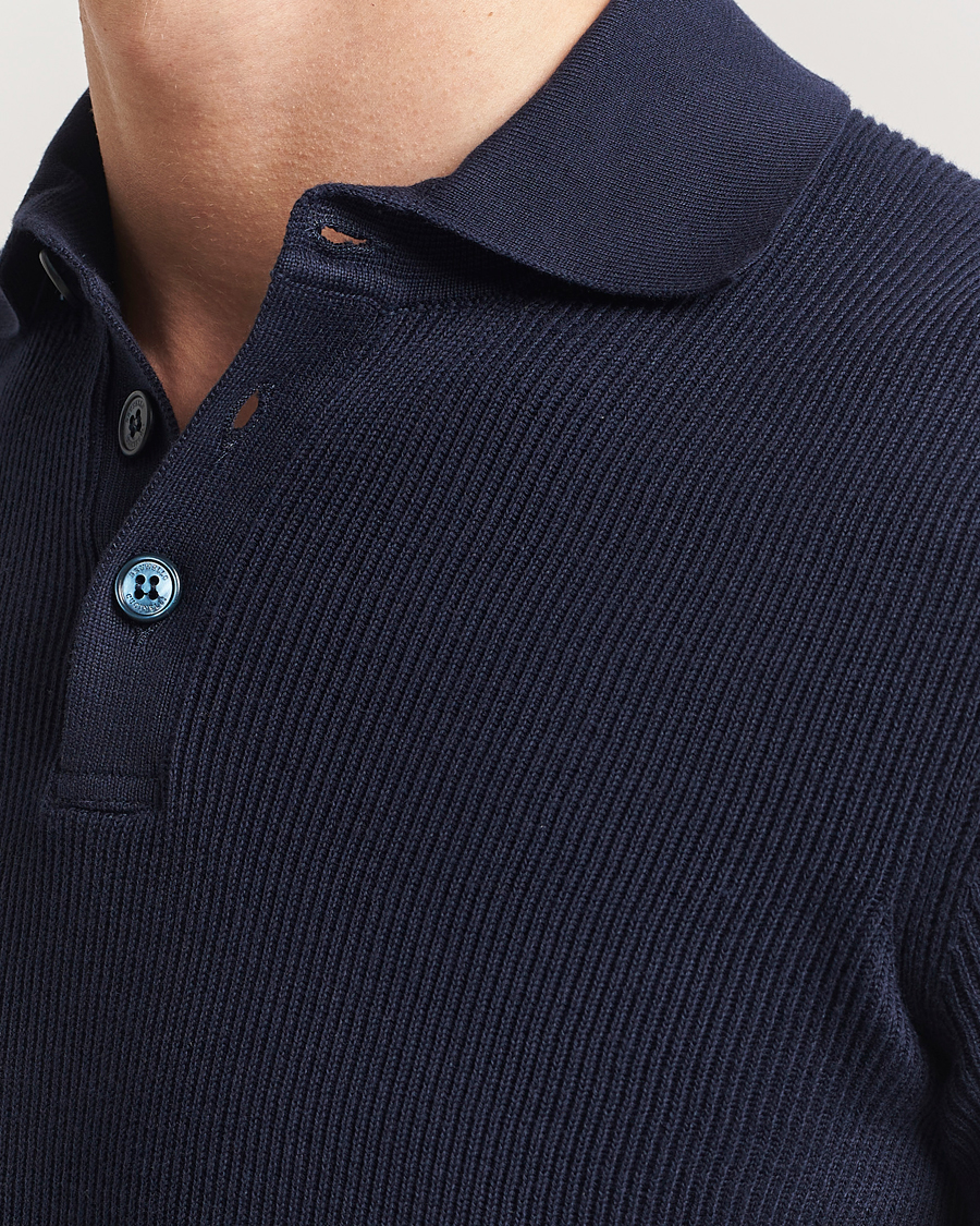 Heren | Polo's | Brunello Cucinelli | Cotton Rib Knitted Polo Navy