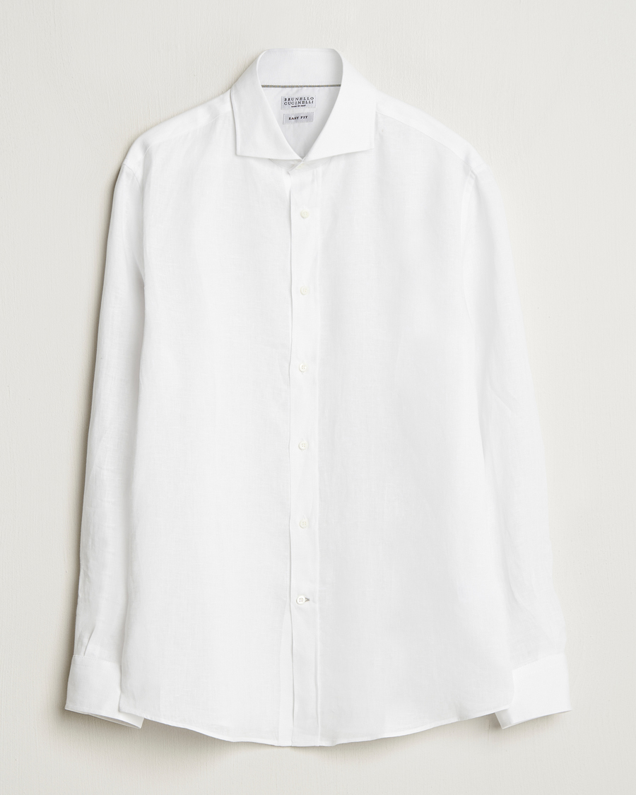 Heren | Overhemden | Brunello Cucinelli | Easy Fit Linen Shirt White