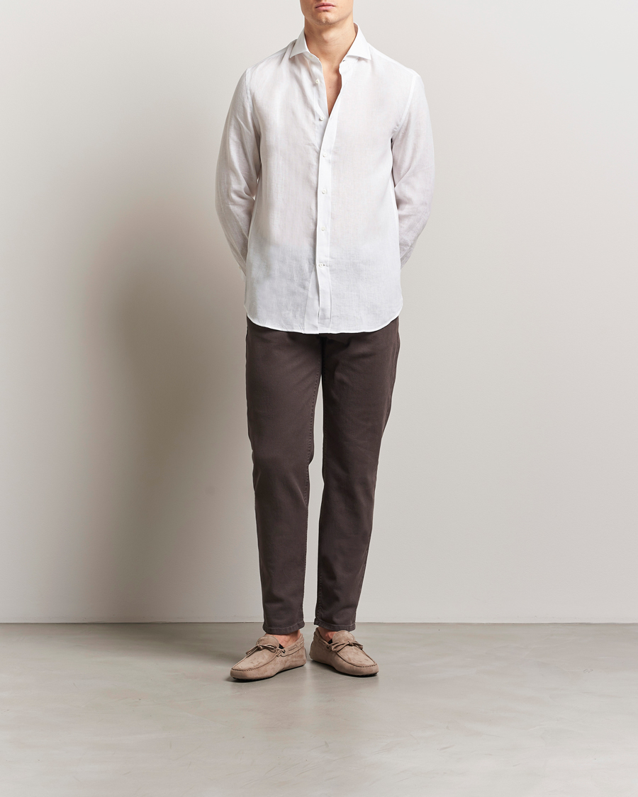 Heren | Overhemden | Brunello Cucinelli | Easy Fit Linen Shirt White