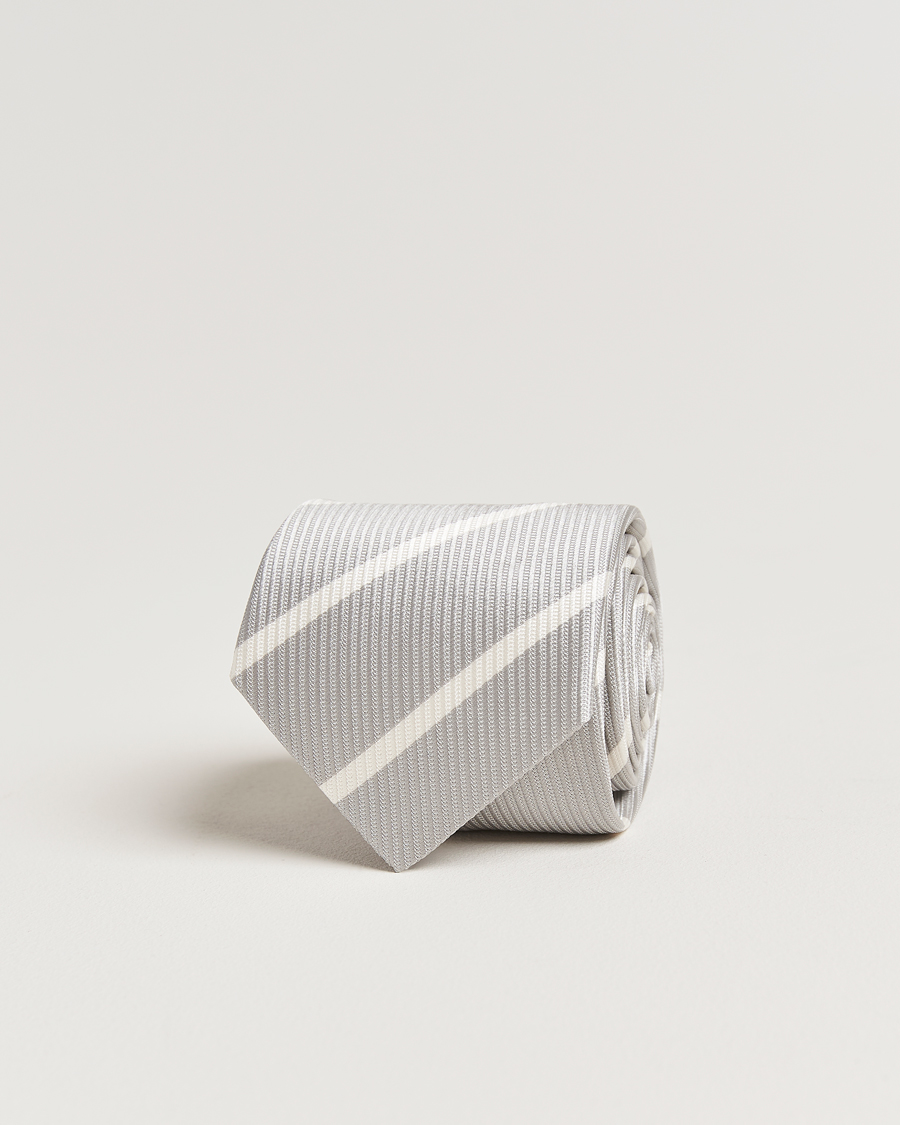 Heren | Stropdassen | Brunello Cucinelli | Regimental Stripe Silk Tie Light Grey