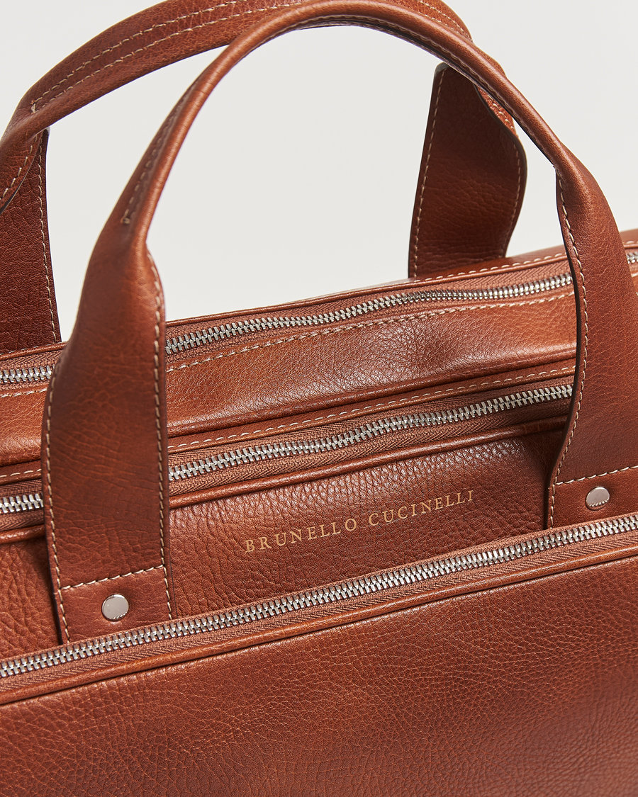 Heren | Tassen | Brunello Cucinelli | Grain Leather Briefcase Cognac